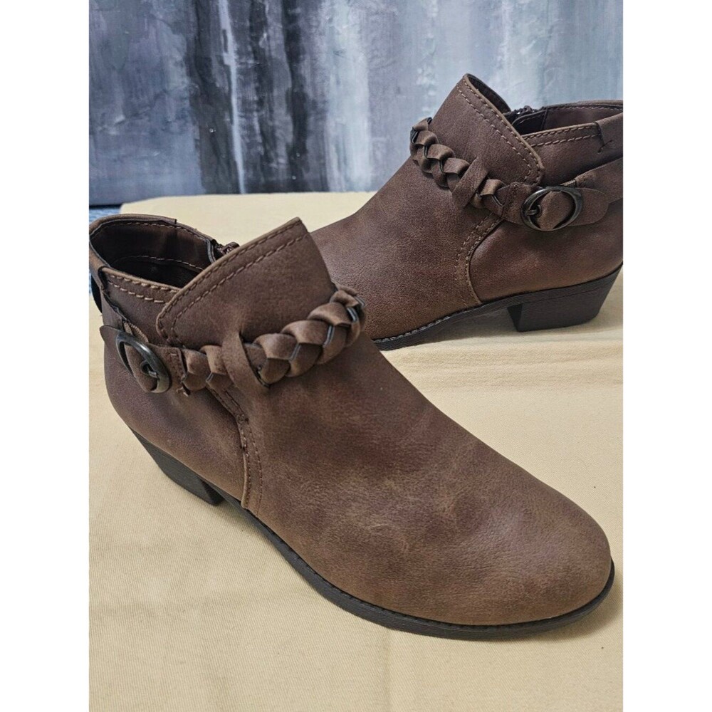 NWT Forever 21 Braided Wrap Ankle Booties | Brown Faux Leather | Women's Size 6